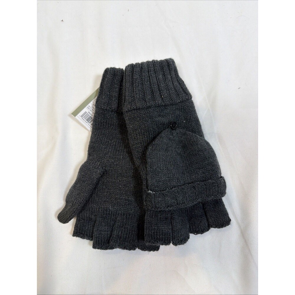 New Goodfellow & Co Men’s Gray Convertible Knit Gloves Fingerless Mitten Fleece